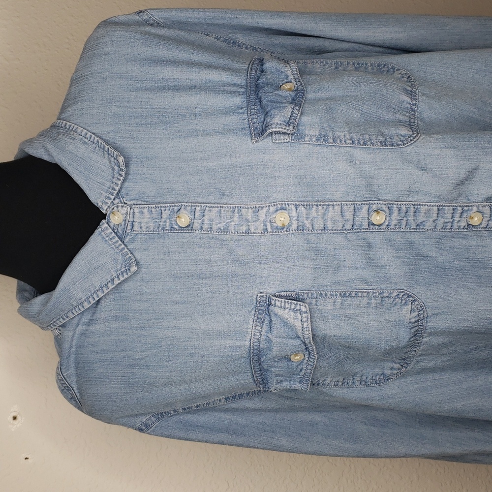 Thread & Supply Tencel Lyocell Button Up Denim Blue Shirt Size 3X Coastal Pocket - Picture 2 of 14